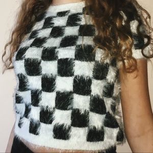 Checkered Cropped Sweater